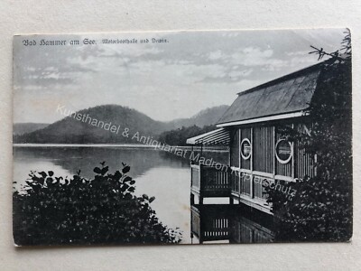Postcard Bad Hammer am See in Bohemia around 1925 Motorboat Hall and Dewin GL 1944