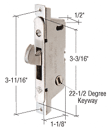 1/2" Wide Round End Face Plate Mortise Lock for Doors and a 22-1/2 Degree Keyway - Picture 2 of 3