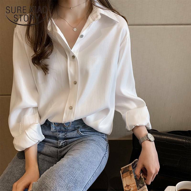 Blouses Loose 2024 Casual White Long Sleeve Women Shirts