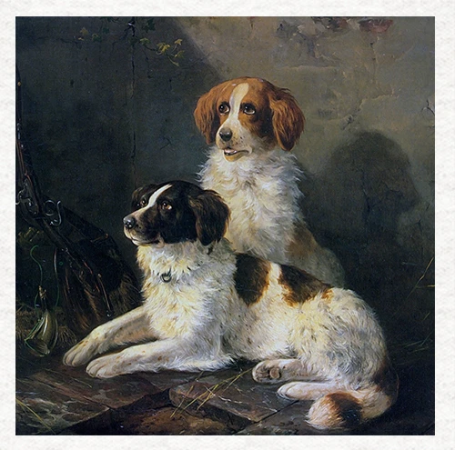 MOONLAKE FABRICS Dog - Spaniel Vintage Arthur Wardle Fabric Craft Panels 100% Cotton or Polyester