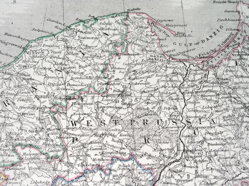 1844 ANTIQUE JOHNSTON MAP OF EAST PRUSSIA POMERANIA SILESIA POLAND GERMANY   - Image 3 of 4