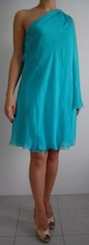 Halston Heritage One Shoulder Flowy Dress, Green, Size 4