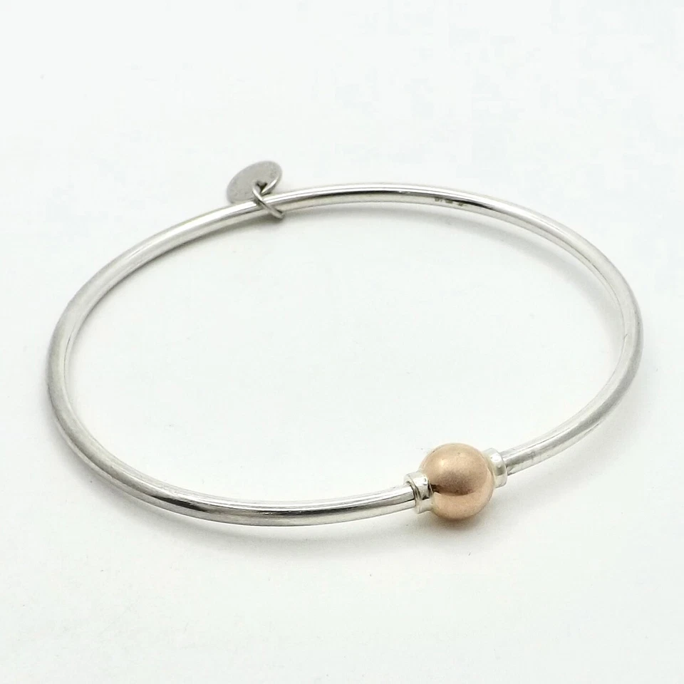 Cape Cod Lifestyle 14K Rose Gold Ball Sterling Silver Bangle Bracelet Rare - Image 2 of 4