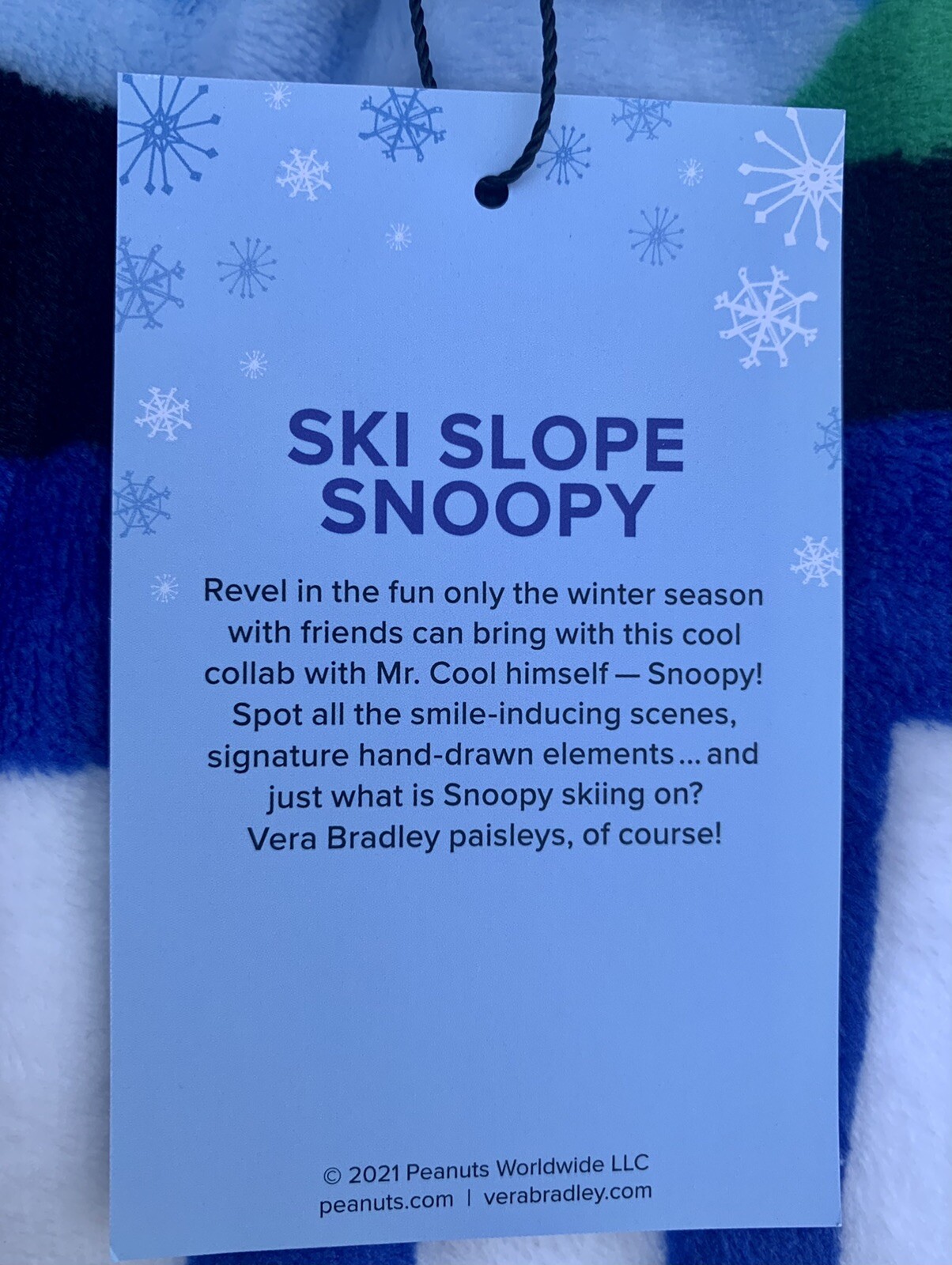 Vera Bradley Peanuts Snoopy Plush Throw Blanket 80”X50” Ski Slope