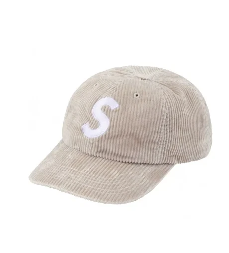 Supreme velours côtelé logo S 6 panneaux pierre FW24 (envoi rapide)