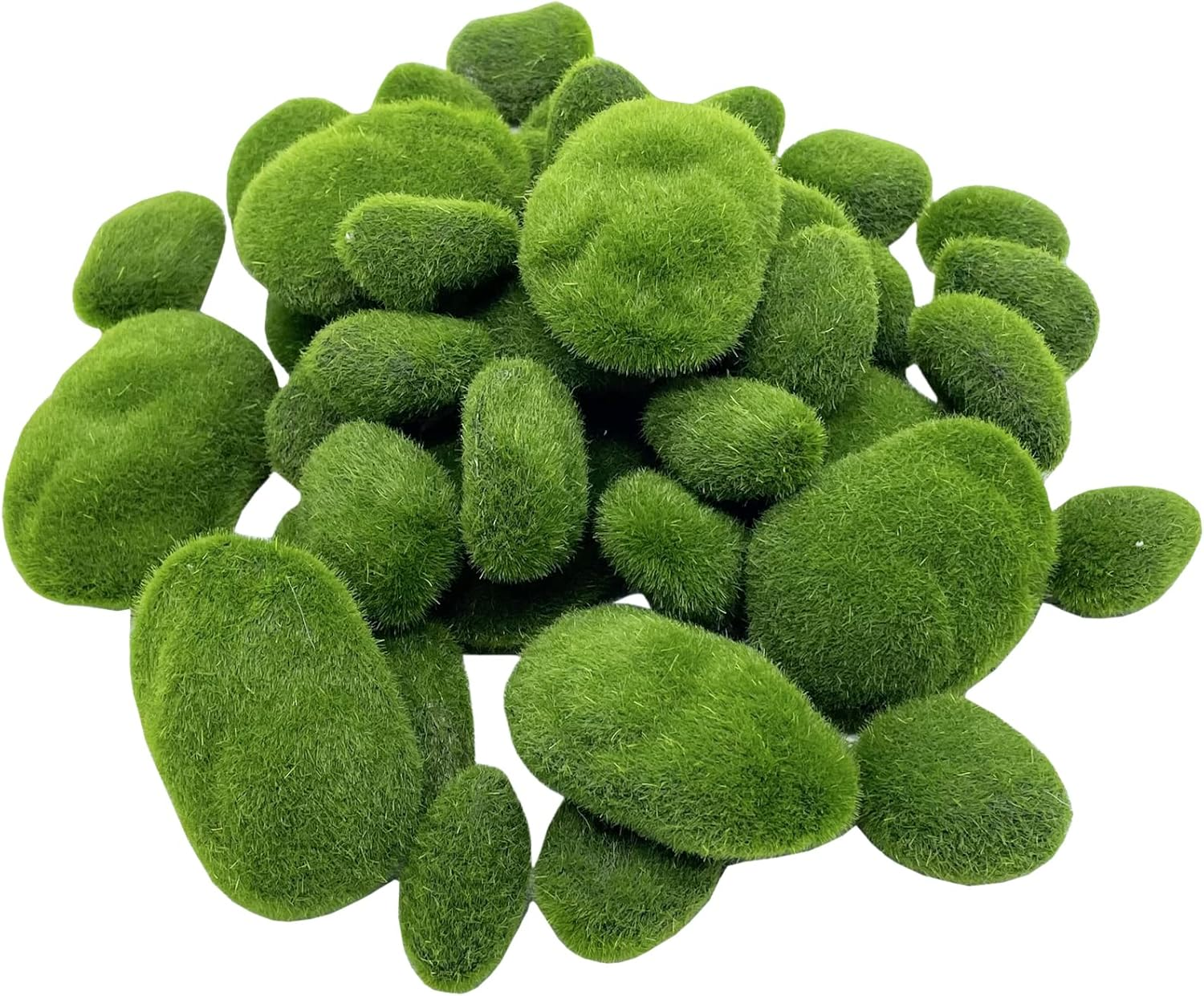 40PCS Green Moss-Covered Stones Decorative Artificial Moss Balls for Home Garden DIY