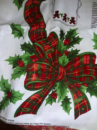 Cranston Christmas Plaid Appliques Cotton Fabric Panel Ugly Sweater /Pillows - Picture 6 of 9