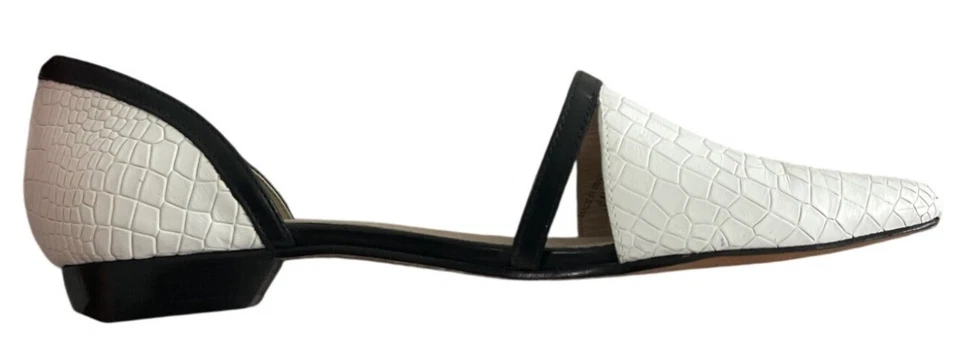 10 Zapatos Crosby Derek Lam Diseñador Blanco y Negro Cuero de Cocodrilo Mujer Talla 8M Foto 4 de 4
