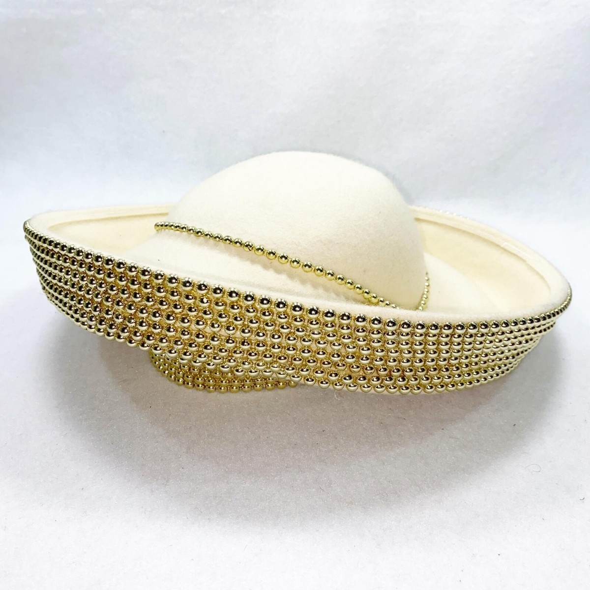Vintage Ellie Fine  Cream Hat with Bow and Pearl Details The Bow at the Back | Ivory Tulle Bow Hat — VDC main image 2