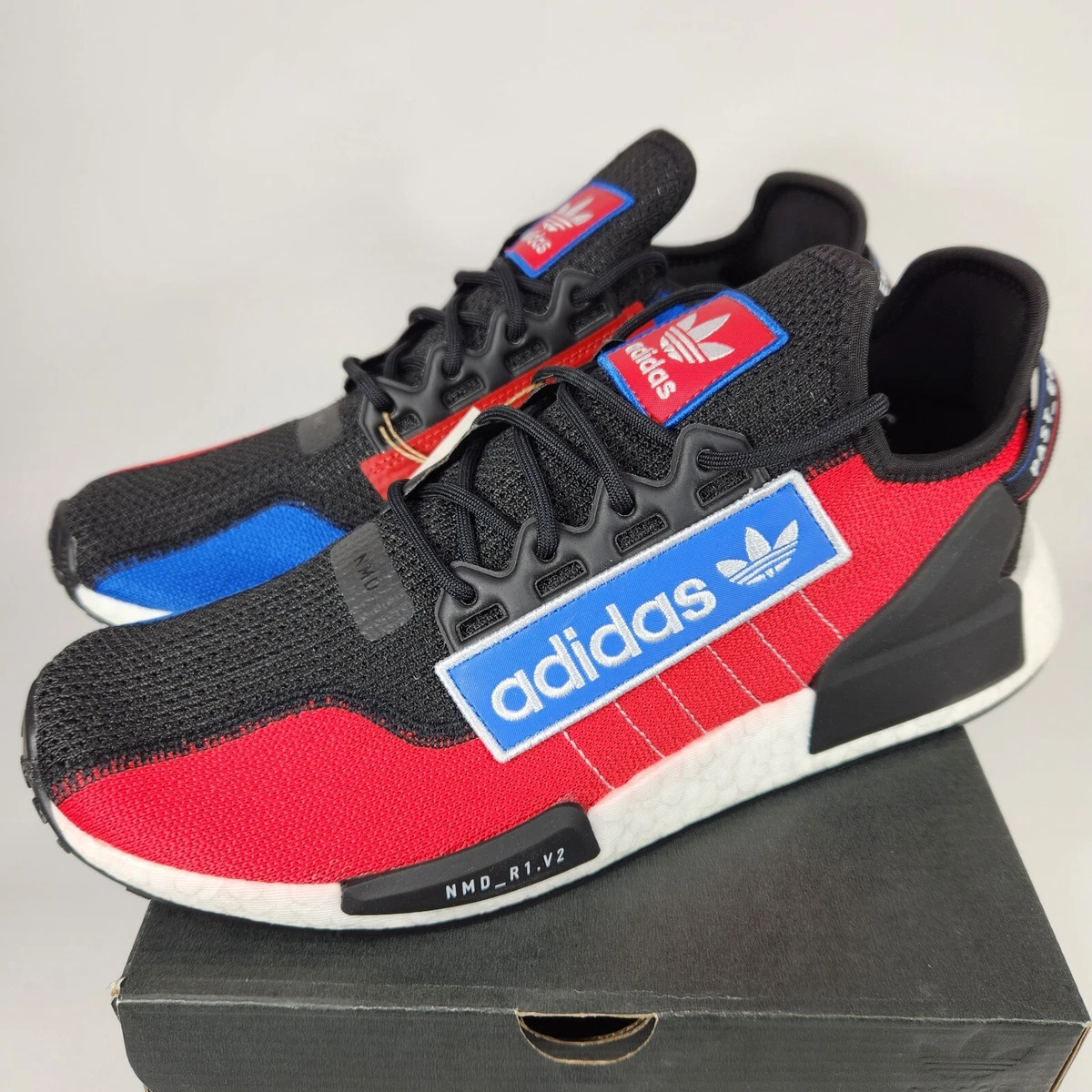 Adidas NMD R1 V2 Mens Shoes Red White Logo Patch Team Power GX6326 | eBay