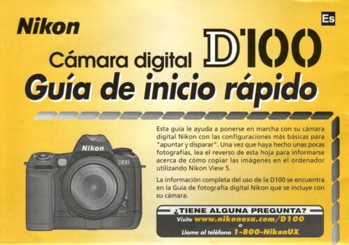 Nikon D100 quick start guide in Spanish (8 pages/2003) - 第 1/2 張圖片