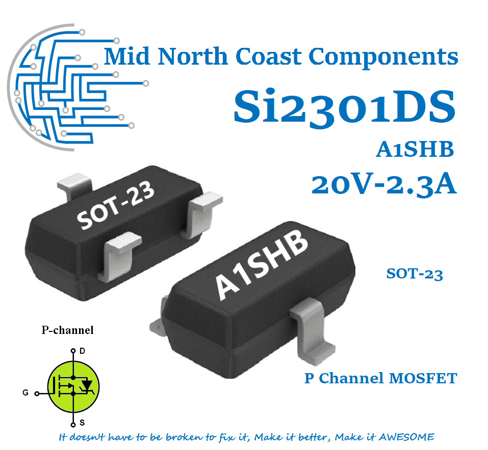 Si2301DS A1SHB 20V 2.3A 1.25W P-Channel MOSFET SMD GP Si2301DS A1SHB 20V 2.3A 1.25W P-Channel MOSFET SMD GP