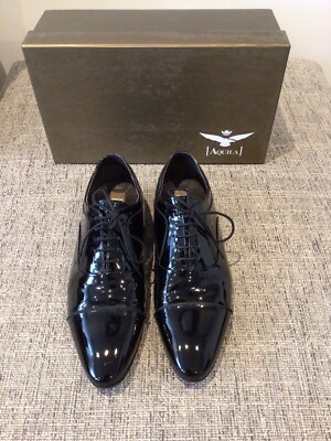 Mens AQUILA Black Patent Leather Dress Shoes Size 42” AU8…in