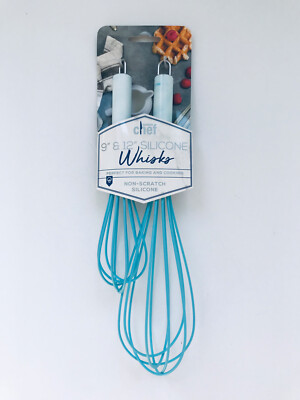 Modern Chef 2PC 9  & 12  NON SCRATCH SILICONE WHISKS SET In Heaven Blue Color