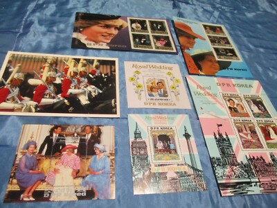 Prinz Charles & Diana , Briefmarken - Blöcke +  Postkarte , Lot 24  ,  Lady  Di