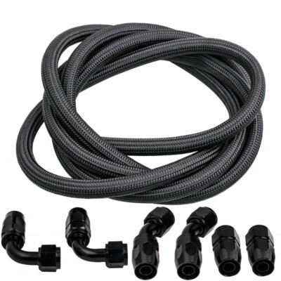 Stainless Steel Braided Fuel Line + 6PCS Swivel Fitting Hose End Set 10AN 12Feet