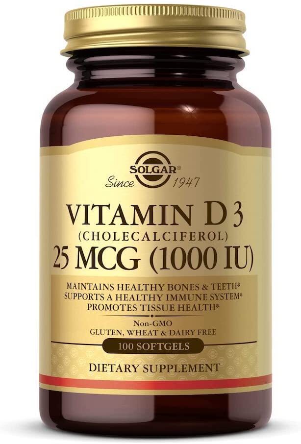Solgar Vitamin D3 1000 IU (25 µg) Softgels - Pack of 100