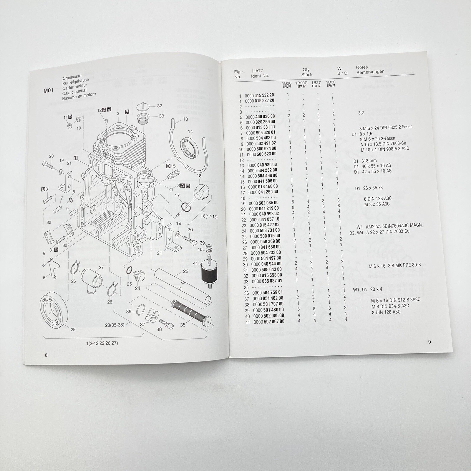 Hatz / Diesel Engines/1B20/1B27/1B30 / Spare Parts List /2012 eBay