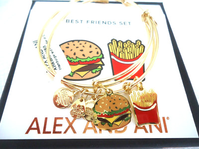 Alex and Ani HAMBURGER And FRY BEST FRIENDS SET OF 2  Bangles New W/Tag Card Box