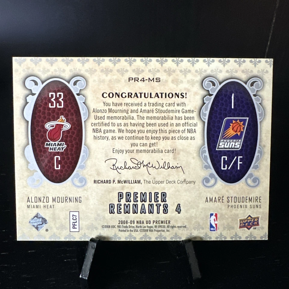 2008-09 UD Premier Alonzo Mourning Amare Stoudemire Premier Remnants Jersey /50 - Image 2 of 2
