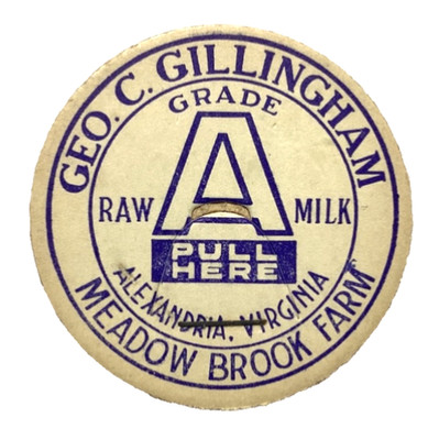 MEADOW BROOK FARM  MILK  ALEXANDRIA  VIRGINIA  VA  MILK BOTTLE CAPS
