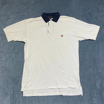 Christian Dior Monsieur Polo Shirt Mens Small White Side Slit Hi Lo Hem Tennis