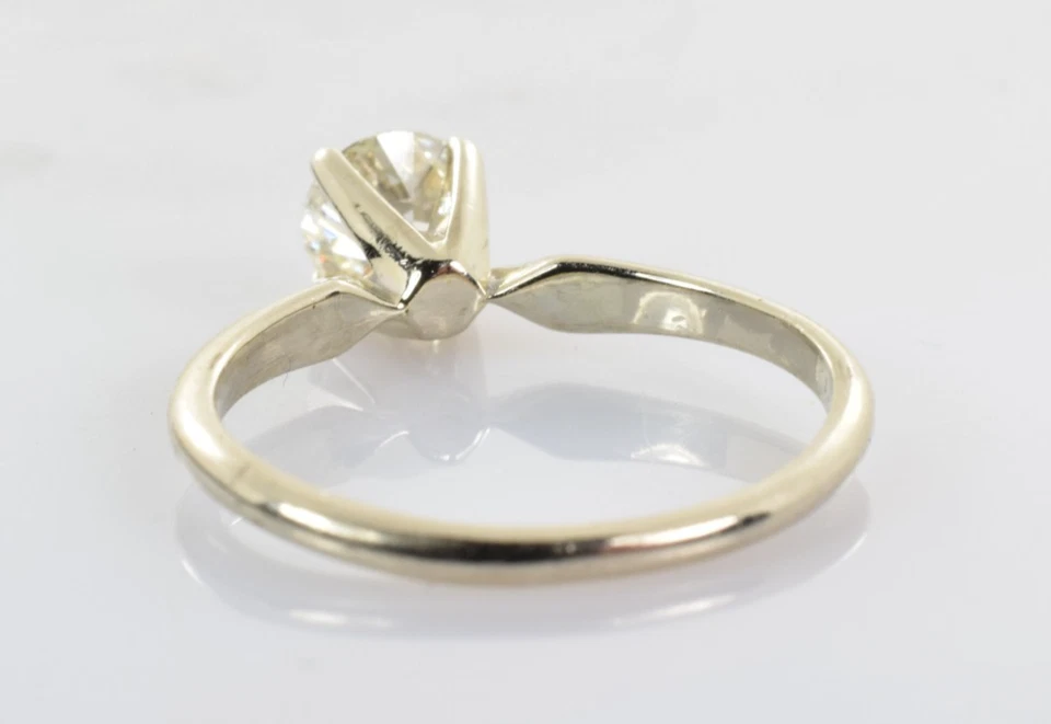 Antiguo anillo de compromiso de diamantes talla europea de oro blanco de 14 k 0,60 quilates talla 5,5 Foto 3 de 4