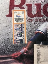 Sept 26 1990 Ticket Stub Program California Angels Texas Rangers Kenny Rogers W