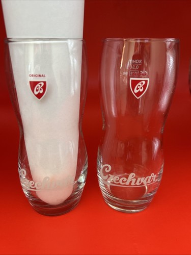 CZECHVAR Set Of 2 Beer Glasses SQHM .31L M19 1383 Czech Republic Mancave Bar