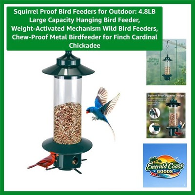 Weather Resistant Squirrel Proof Bird Feeder - 4.8LB Capacity, Easy Clean Design