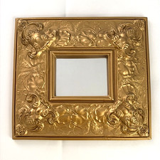 Rectangle Vintage Hollywood Regency Gold Gilt Wall Mirror 13x11.5