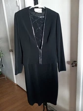 Daymor Couture Woman Black Suits Dress With Rhinestone Design Size 8