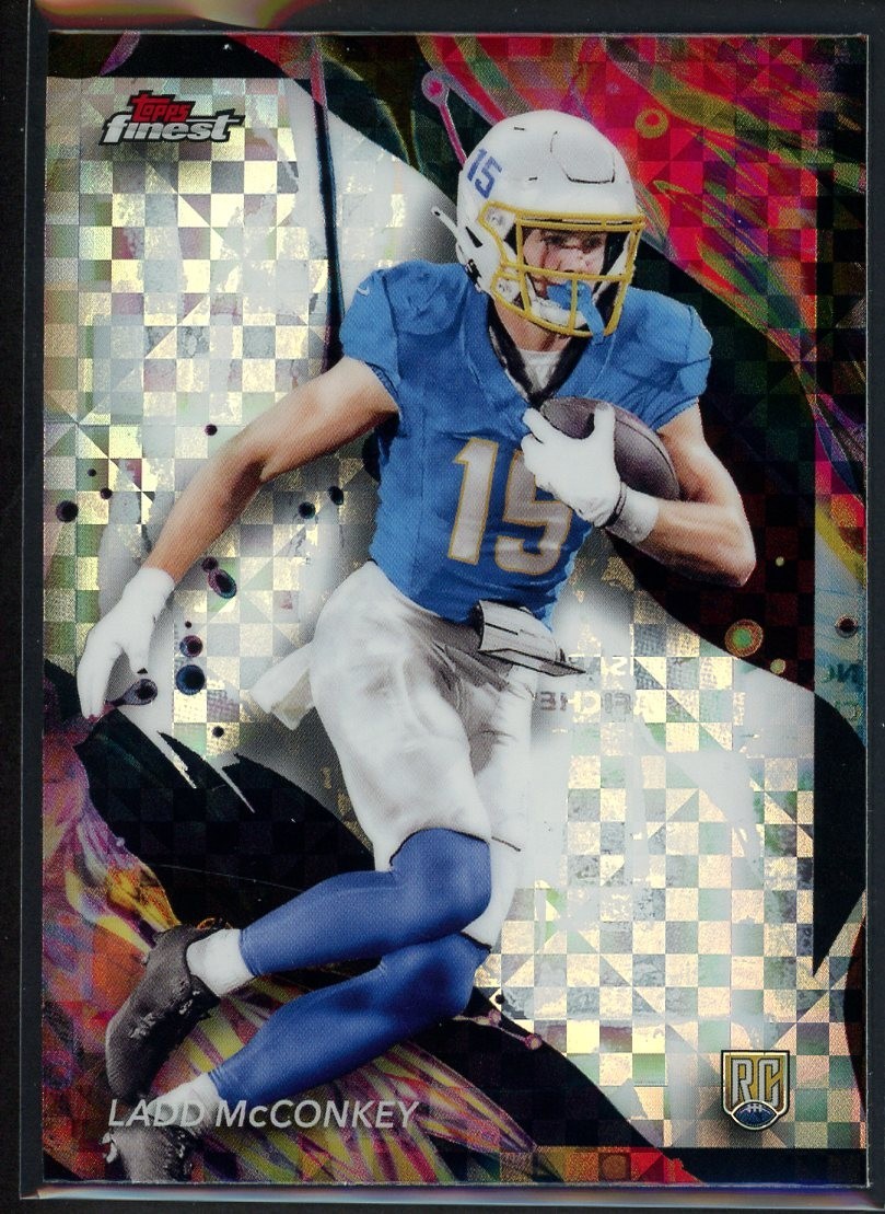 2024 Topps Finest Ladd McConkey #186 Uncommon X-Fractor Rookie RC