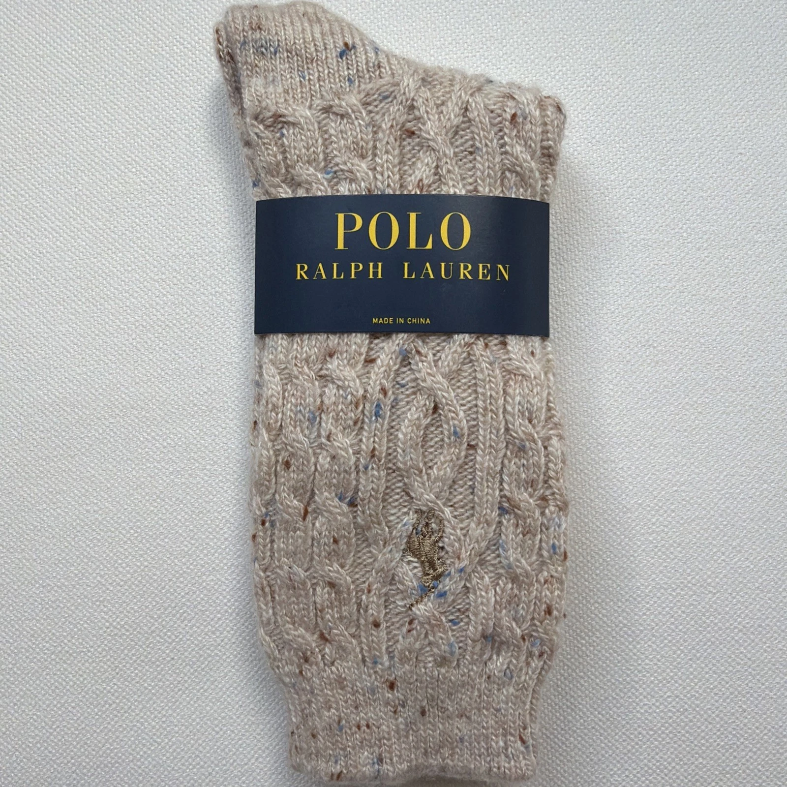 Polo Ralph Lauren Sweater Knit Wool Blend Women’s Socks Oatmeal Confetti