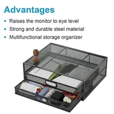 Monitor Stand/Storage Drawer Riser for Computer Printer laptop Mesh Metal