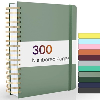 Lined Spiral Journal Notebook with 300 Numbered Pages, B5 College Ruled Thick...