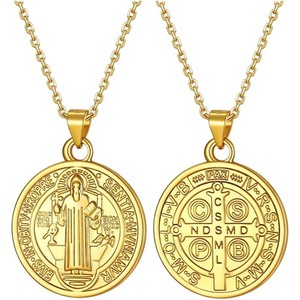 Authentic Elegant St. Benedict Medal Necklace | & 18K Gold Plated Charm