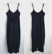 FP Movement Free People Down To Earth Jumpsuit XS Black Boho Zip Cuff Casual