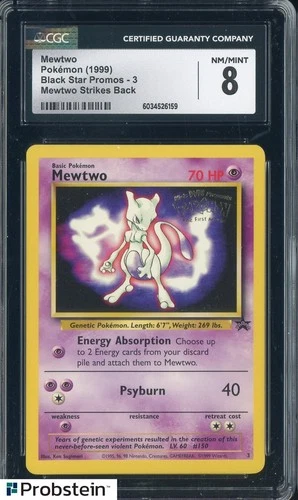 1999 Pokemon BSP Mewtwo Strikes Back The First Movie #3 Mewtwo CGC 8 NM-MT