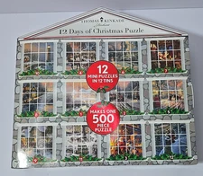 NEW Ceaco Thomas Kinkade Advent Calendar 12 In 1 Christmas Puzzles In Tins 500pc