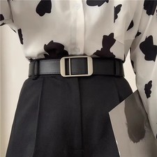No Hole Buckle Belt Faux Leather Casual Jeans Waist Unisex Soft Fit Belts