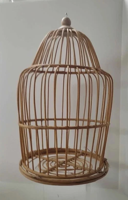 Vintage Boho Chic Rattan Bird Cage 24" New