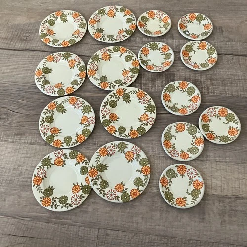 Vintage Easter Ohio Art Tin Litho  Saucer Set Plates Flowers