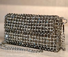 Silver Crystal Beaded Bag with Heart Clasp   ...