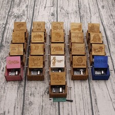 Retro Wooden Hand Crank Engraved Music Box