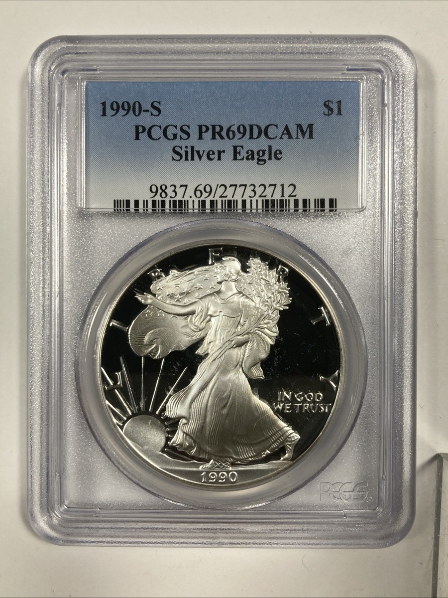 1990-S Silver Eagle ASE 1.00. PCGS PR 69 DC Proof. 1oz ASW. | eBay