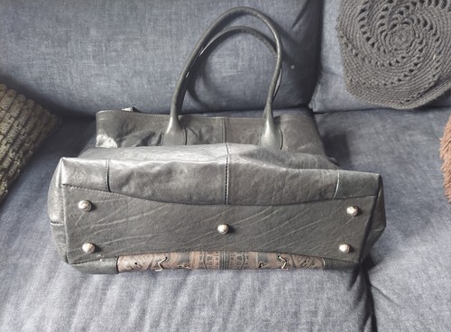 Roberto Pancani Firenze Italy Leather Textured Black Handbag Tote - Picture 4 of 14