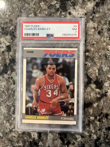 1987 Fleer Charles Barkley #9 PSA 7 NM Philadelphia 76ers HOF Vintage NBA