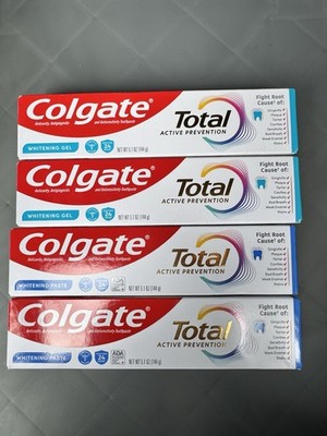 Colgate Total Active Prevention Whitening Gel Toothpaste 6oz  (Lot of 4)