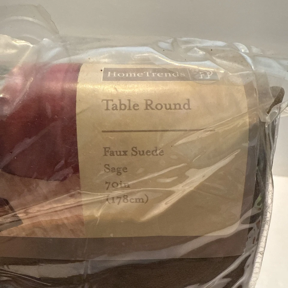 Mesa redonda Home Trends 70" en gamuza sintética salvia Foto 2 de 4